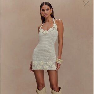 Liyah Crochet Mini Dress with Floral Accents